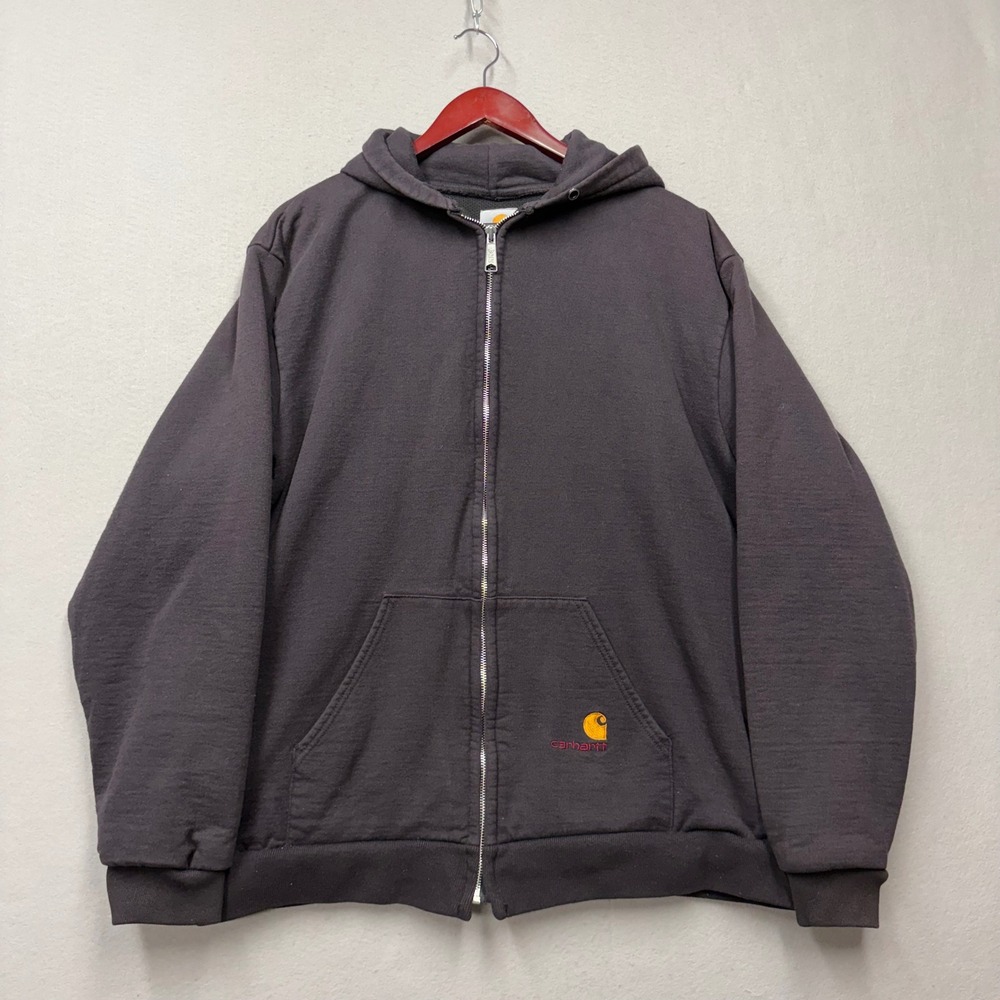 Carhartt Hoodie Mens 3XL Black K02 BLK Thermal Lined Full Zip Vintage 90s XL Fit